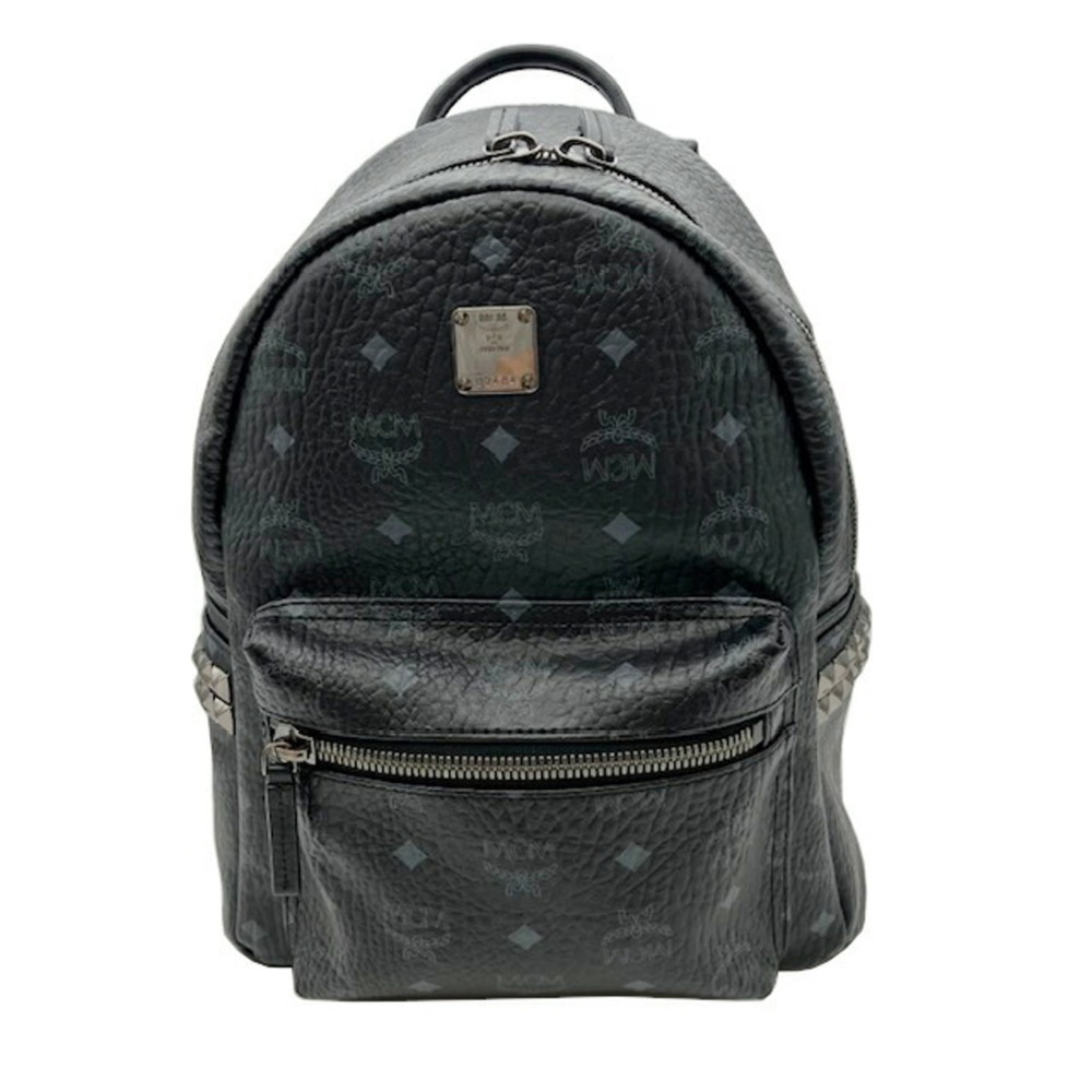 Mcm Backpack Side Studs Leather Black Rucksack - image 1